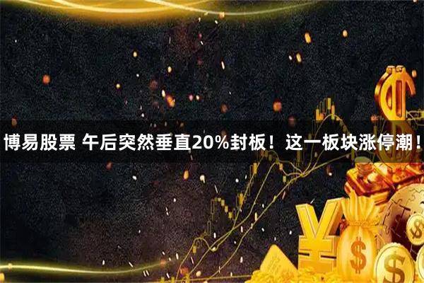 博易股票 午后突然垂直20%封板！这一板块涨停潮！